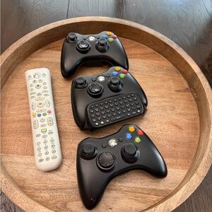 Black Wireless Game Controllers with Chatpad and Remote